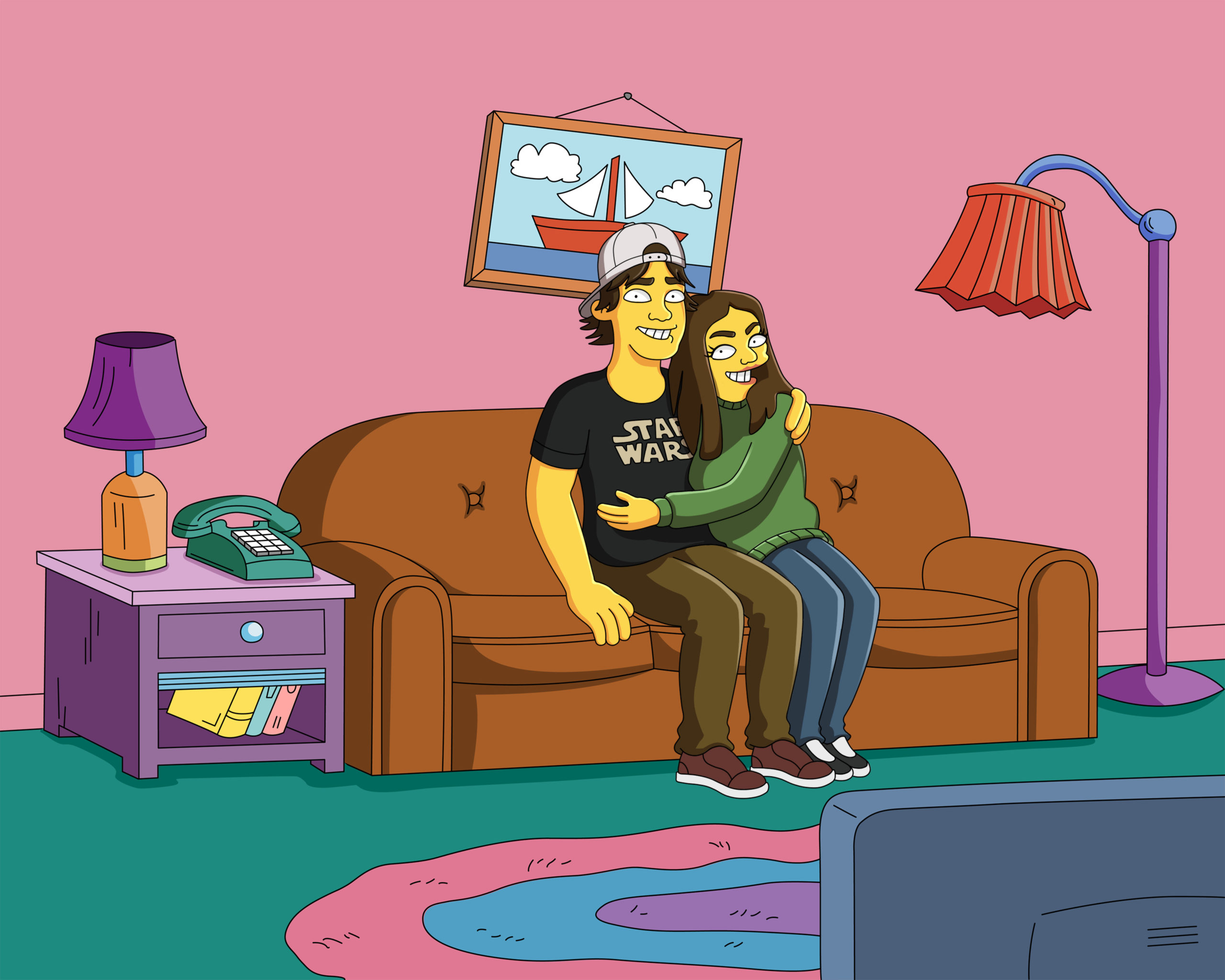 Custom Simpsons-style portrait Christmas gift for a boyfriend by Art of Yellow
