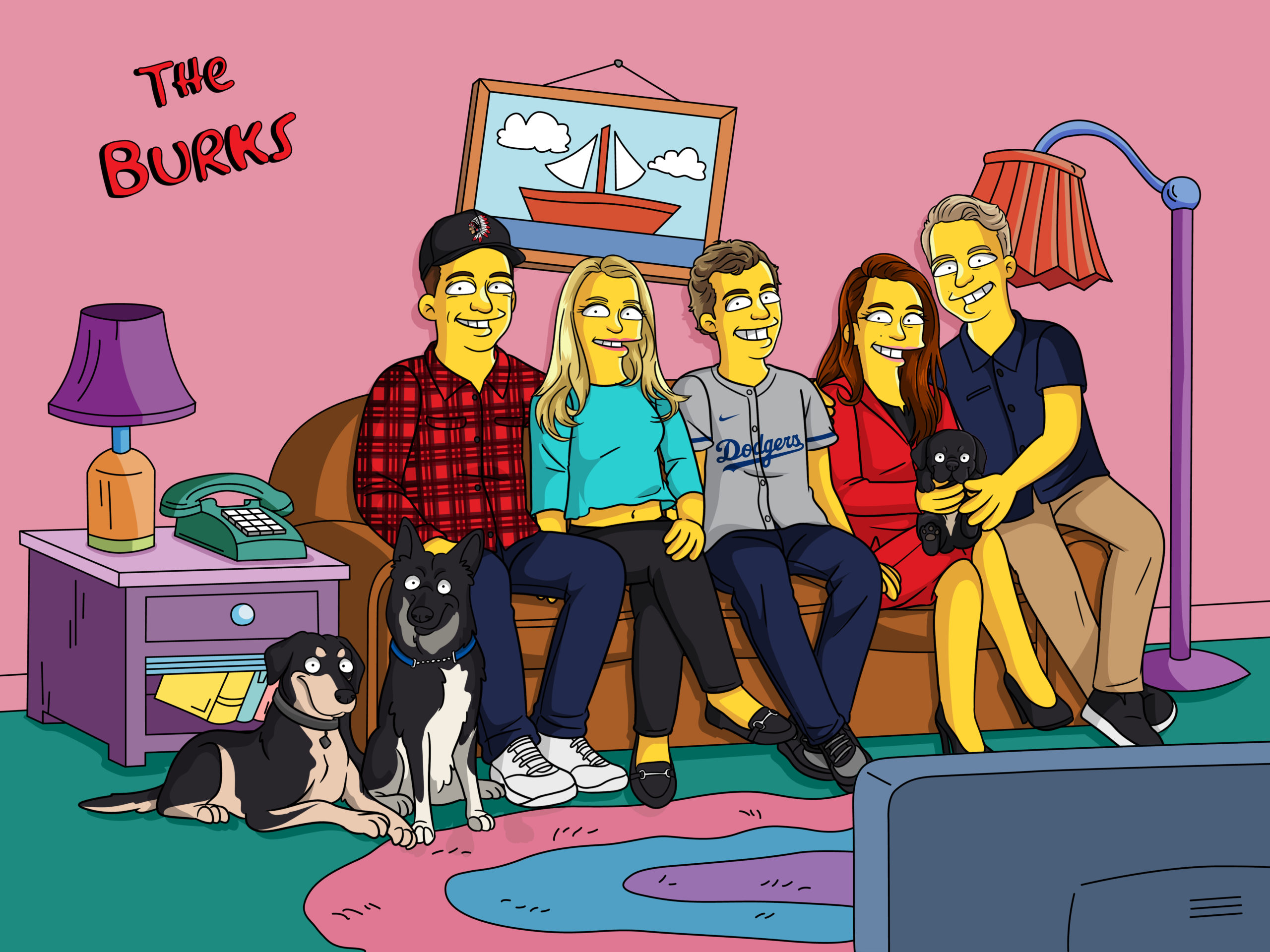 Custom Simpsons-style family portrait completed quickly in time for Christmas, Art of Yellow