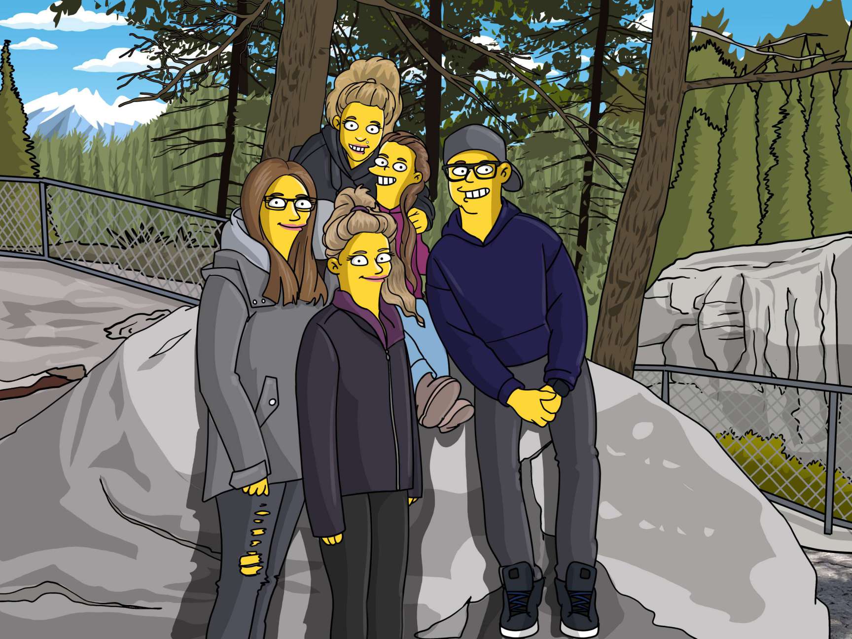 Custom Simpsons-style portrait printed on gallery canvas