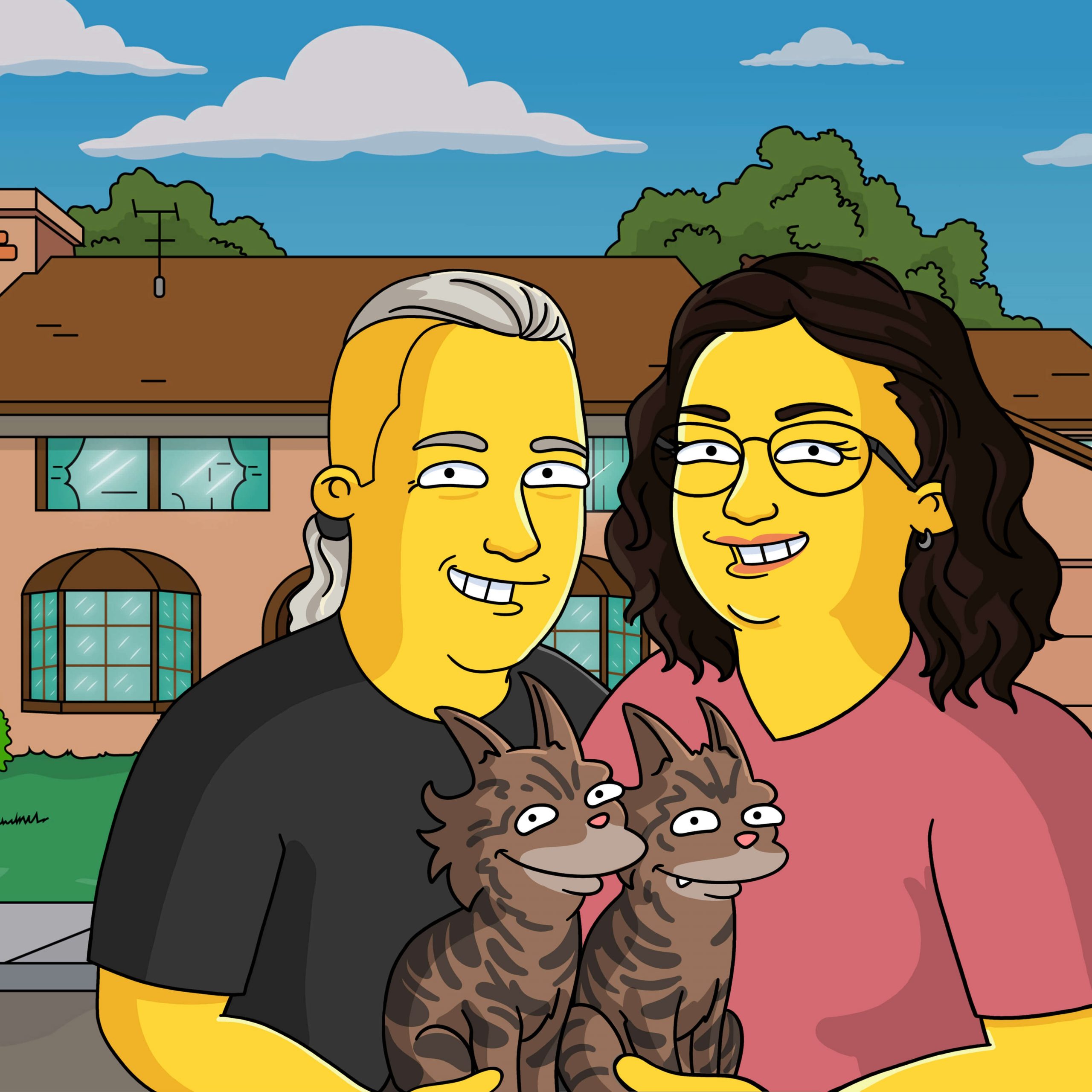 Custom Simpsons-style portrait including beloved pets as part of the family, Art of Yellow review