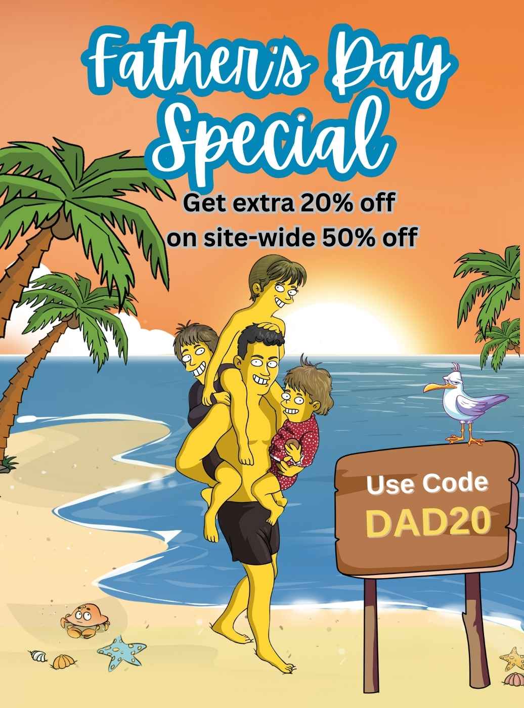 Father's Day Custom Simpsons Portrait Sale - Mobile Banner - Art of Yellow