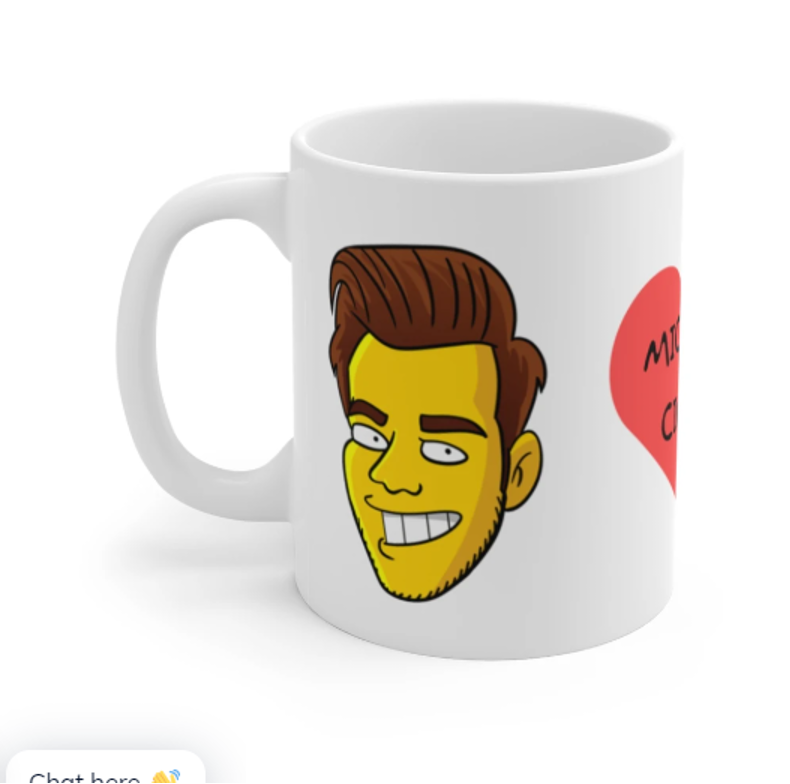 Matching His & Hers custom Simpsons-style couple portrait mugs by Art of Yellow
