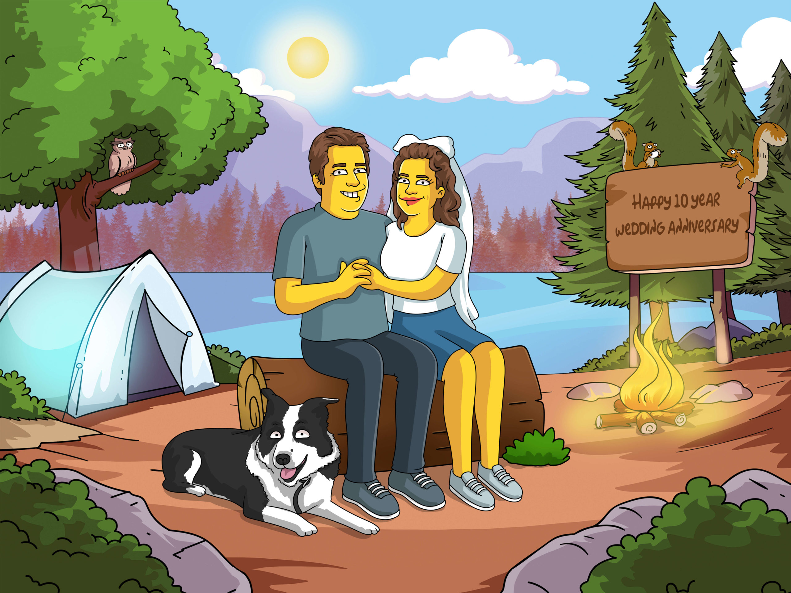 Last-minute custom Simpsons-style portrait gift for him, hand-drawn and delivered by email, Art of Yellow